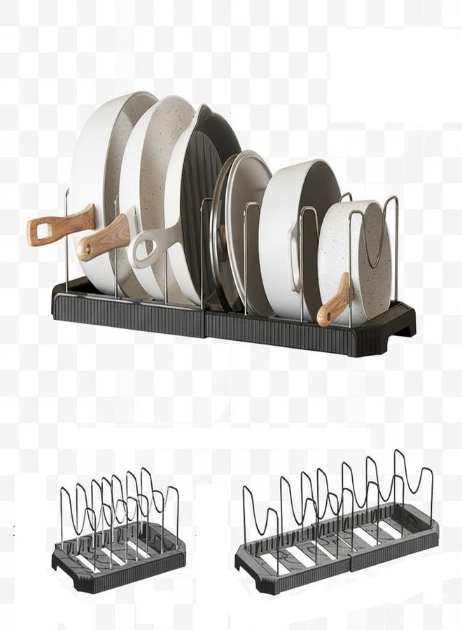 ستار ورك منظم أواني الطبخ القابل للتمديد والسحب من ستار وورك، حامل أواني الطبخ، رف للخزائن، رف للخبز والقلي (أسود) - Image 1